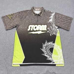 Storm Pete Weber Bowling Jersey Mens Medium Dragon 1/4 Zip Polo Shirt Iconic